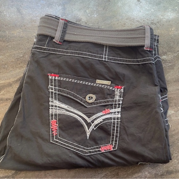 Black and Red Cargo Shorts by Salvage Supply Company - Picture 1 of 4